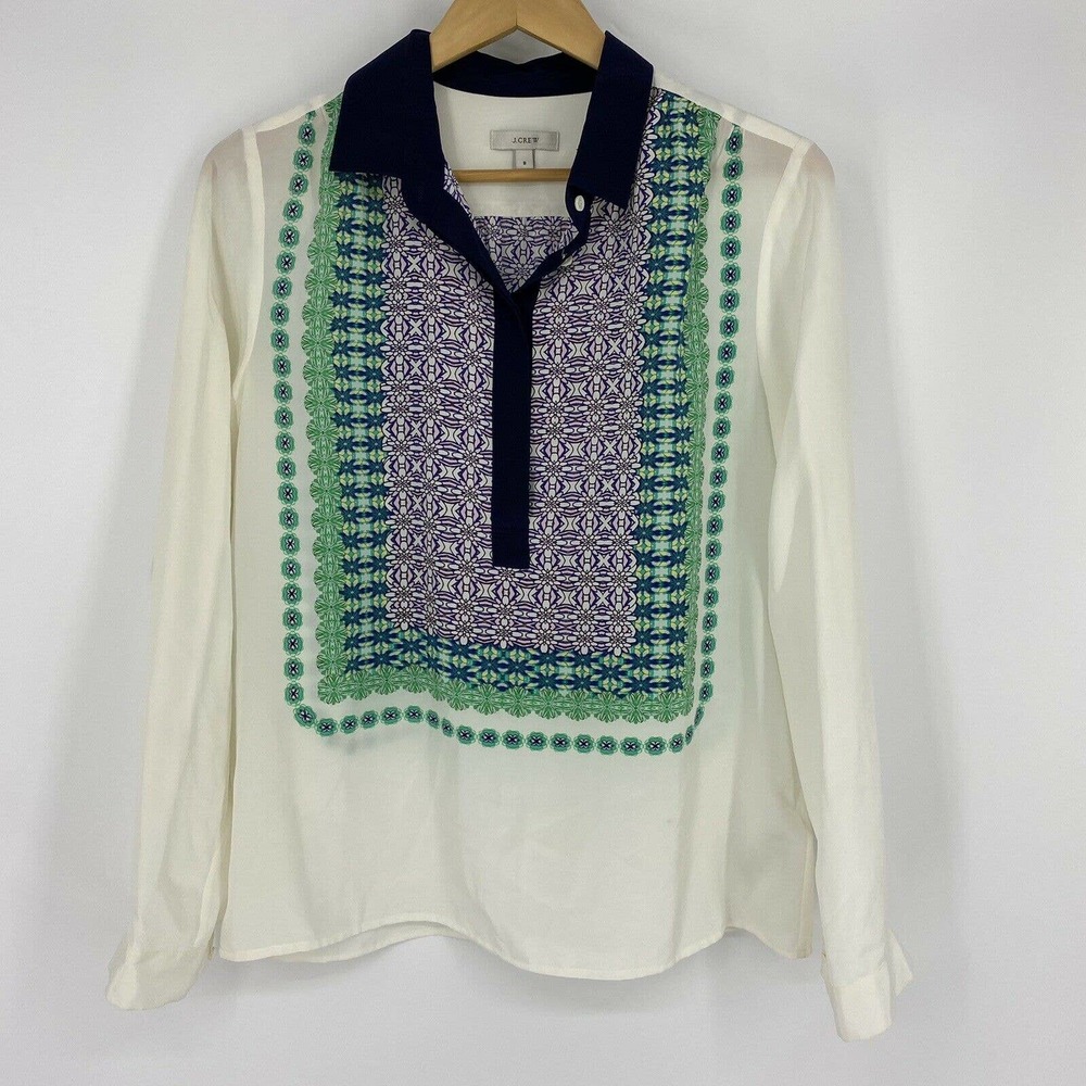 J Crew Top Popover Shirt Bazaar Print